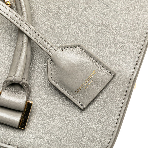 サンローラン YSLロゴ ベイビーカバス ハンドバッグ ショルダーバッグ 2WAY グレー レザー レディース SAINT LAURENT 【中古】