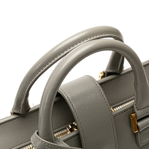 サンローラン YSLロゴ ベイビーカバス ハンドバッグ ショルダーバッグ 2WAY グレー レザー レディース SAINT LAURENT 【中古】