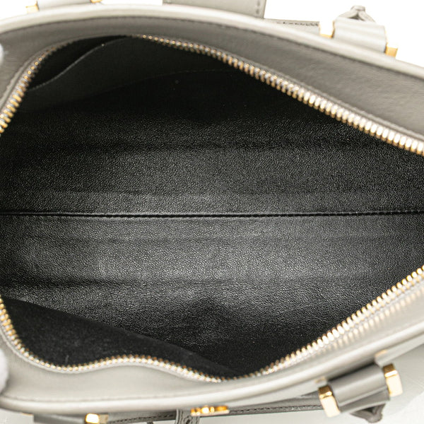 サンローラン YSLロゴ ベイビーカバス ハンドバッグ ショルダーバッグ 2WAY グレー レザー レディース SAINT LAURENT 【中古】