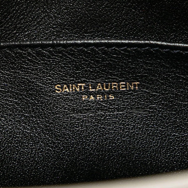 サンローラン YSLロゴ ベイビーカバス ハンドバッグ ショルダーバッグ 2WAY グレー レザー レディース SAINT LAURENT 【中古】