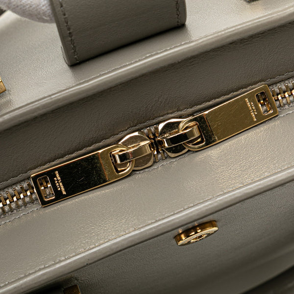 サンローラン YSLロゴ ベイビーカバス ハンドバッグ ショルダーバッグ 2WAY グレー レザー レディース SAINT LAURENT 【中古】