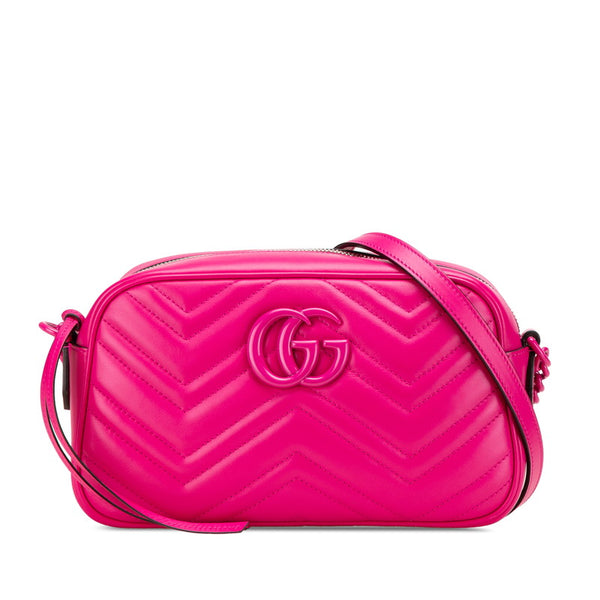 グッチ GGマーモント 斜め掛け チェーン ショルダーバッグ 447632 ピンク レザー レディース GUCCI 【中古】