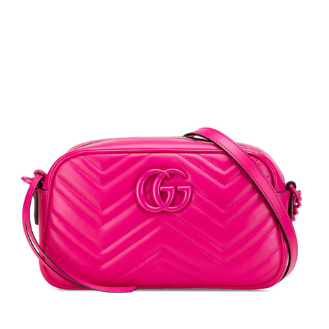 グッチ GGマーモント 斜め掛け チェーン ショルダーバッグ 447632 ピンク レザー レディース GUCCI 【中古】