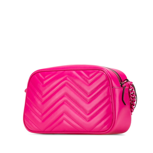 グッチ GGマーモント 斜め掛け チェーン ショルダーバッグ 447632 ピンク レザー レディース GUCCI 【中古】