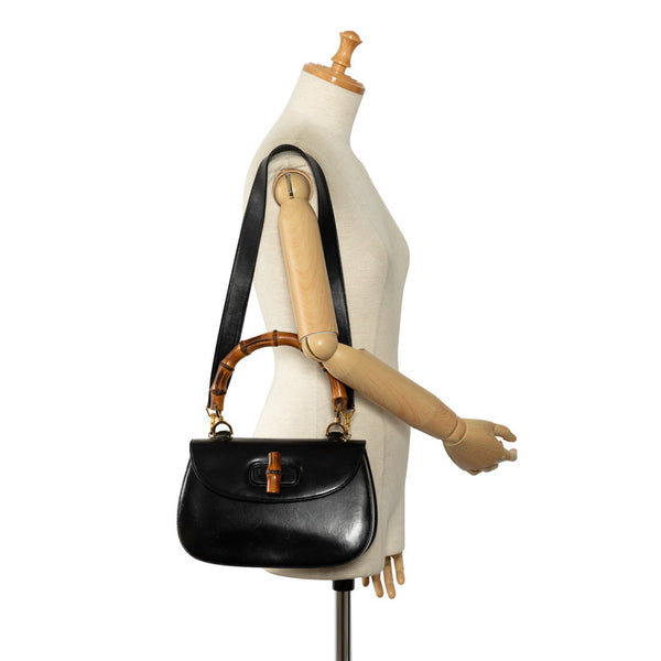 グッチ バンブー ハンドバッグ ショルダーバッグ 2WAY 000-1364 ブラック レザー レディース GUCCI 【中古】