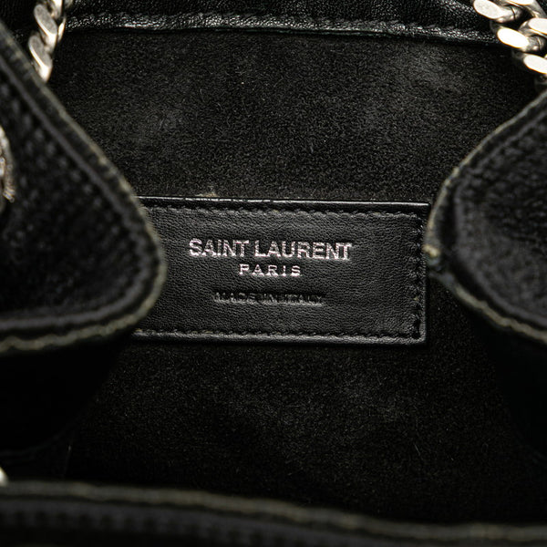 サンローラン フラワー 花 モチーフ チェーン ショルダーバッグ ブラック マルチカラー キャンバス レディース SAINT LAURENT 【中古】