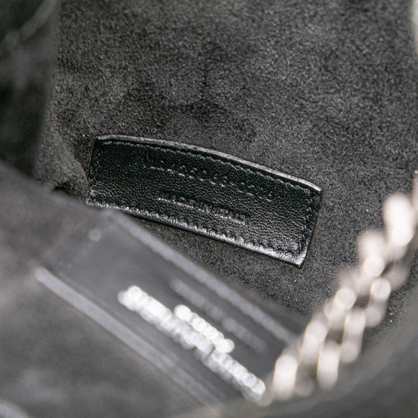 サンローラン フラワー 花 モチーフ チェーン ショルダーバッグ ブラック マルチカラー キャンバス レディース SAINT LAURENT 【中古】