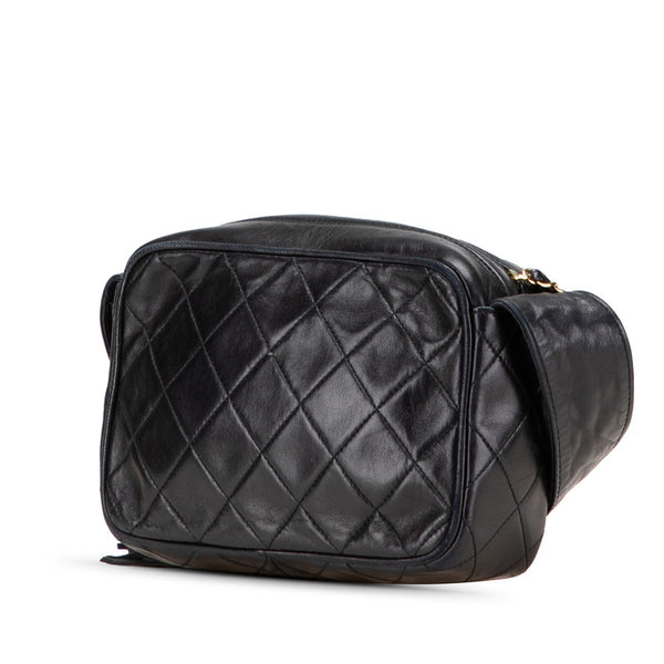 シャネル マトラッセ ココマーク タッセル 斜め掛け ショルダーバッグ ブラック ラムスキン レディース CHANEL 【中古】