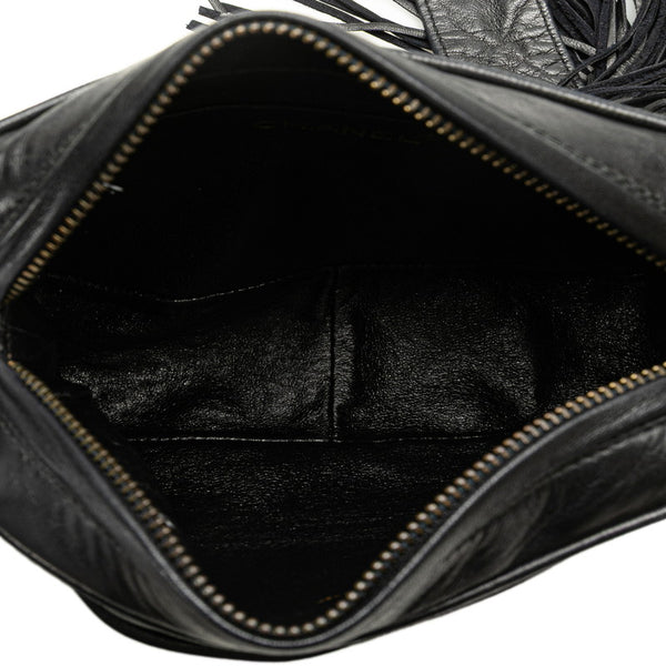 シャネル マトラッセ ココマーク タッセル 斜め掛け ショルダーバッグ ブラック ラムスキン レディース CHANEL 【中古】