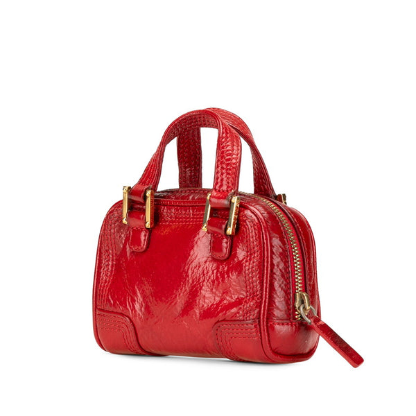 ロエベ アナグラム アマソナ ミニバッグ 斜め掛け ショルダーバッグ レッド パテントレザー レディース LOEWE 【中古】