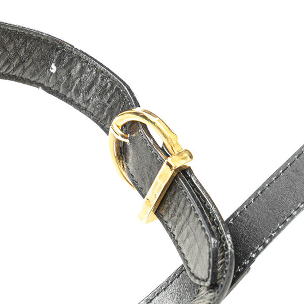 サルヴァトーレフェラガモ ガンチーニ 斜め掛け ショルダーバッグ  BA21 5195 ブラック レザー レディース Salvatore Ferragamo 【中古】