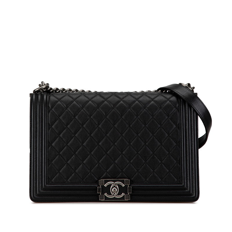 シャネル ココマーク ボーイシャネル チェーン ショルダーバッグ ブラック ラムスキン レディース CHANEL 【中古】