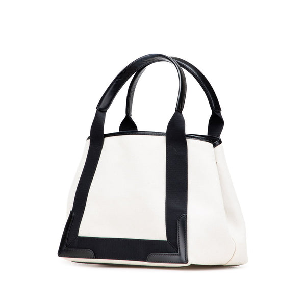 バレンシアガ ネイビーカバス ハンドバッグ トートバッグ 339933 ベージュ ブラック キャンバス レザー レディース BALENCIAGA 【中古】