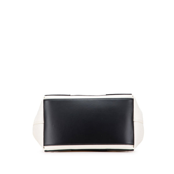 バレンシアガ ネイビーカバス ハンドバッグ トートバッグ 339933 ベージュ ブラック キャンバス レザー レディース BALENCIAGA 【中古】