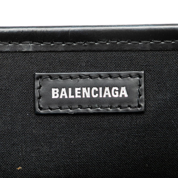 バレンシアガ ネイビーカバス ハンドバッグ トートバッグ 339933 ベージュ ブラック キャンバス レザー レディース BALENCIAGA 【中古】