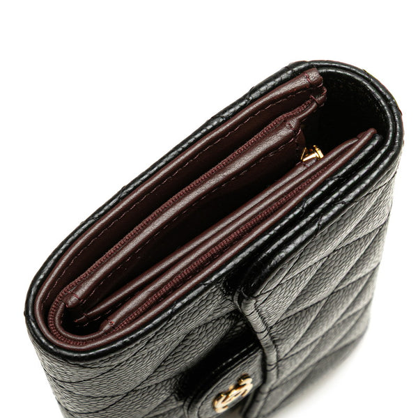 シャネル マトラッセ ココマーク 三つ折り財布 AP0232 ブラック キャビアスキン レディース CHANEL 【中古】