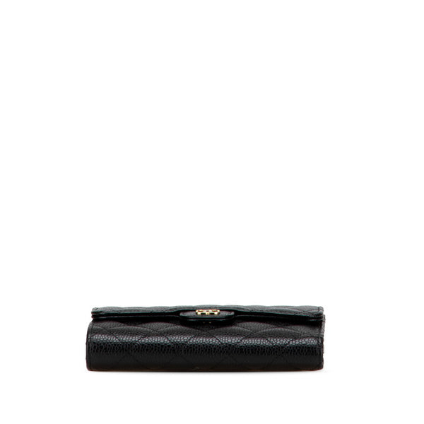 シャネル マトラッセ ココマーク 三つ折り財布 AP0232 ブラック キャビアスキン レディース CHANEL 【中古】