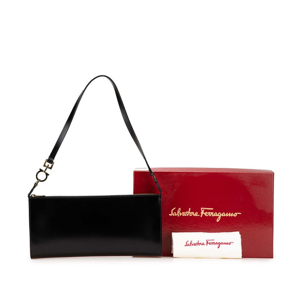 サルヴァトーレフェラガモ ガンチーニ ワンショルダーバッグ ポーチ AU-21-2036 ブラック レザー レディース Salvatore Ferragamo 【中古】