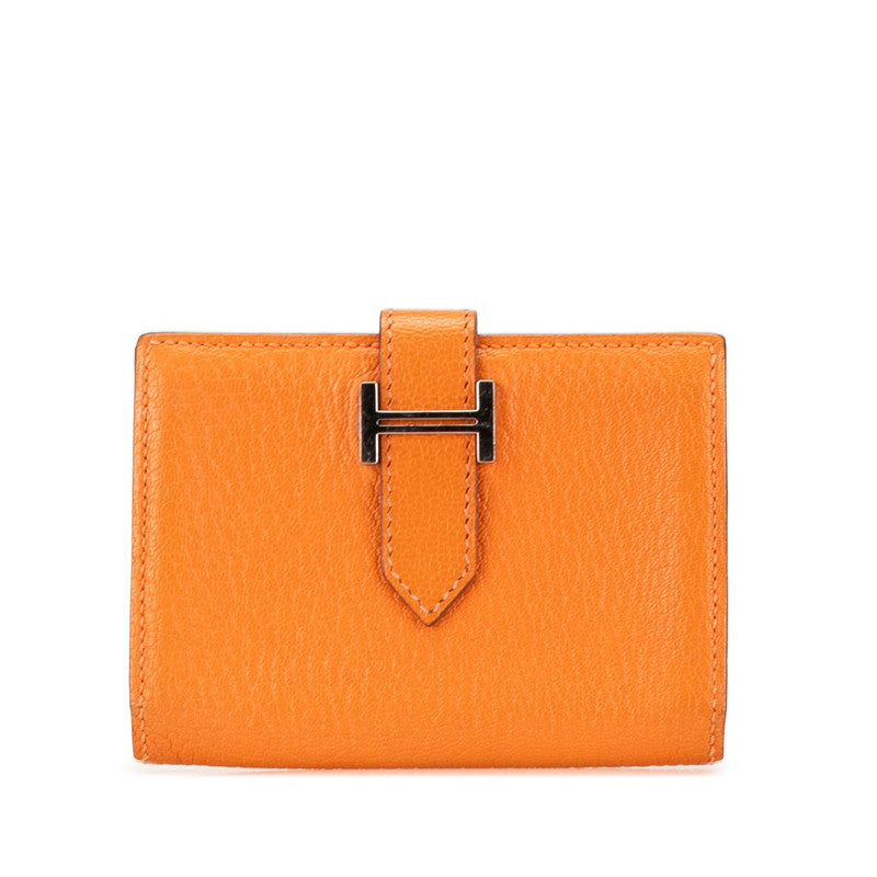 エルメス ベアン カードケース 名刺入れ  オレンジ シェーブル レディース HERMES 【中古】