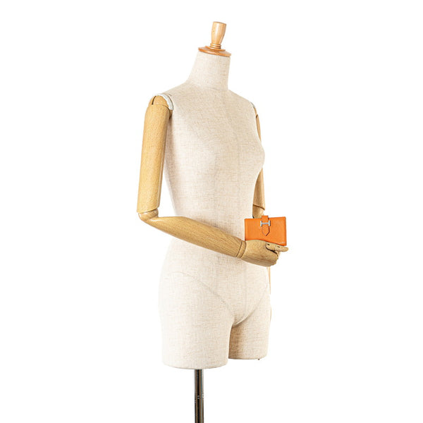 エルメス ベアン カードケース 名刺入れ  オレンジ シェーブル レディース HERMES 【中古】
