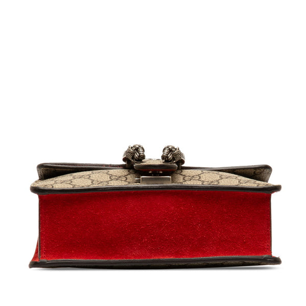 グッチ GGスプリーム デュオニュソス 斜め掛け チェーン ショルダーバッグ 421970 ベージュ レッド PVC スウェード レディース GUCCI 【中古】