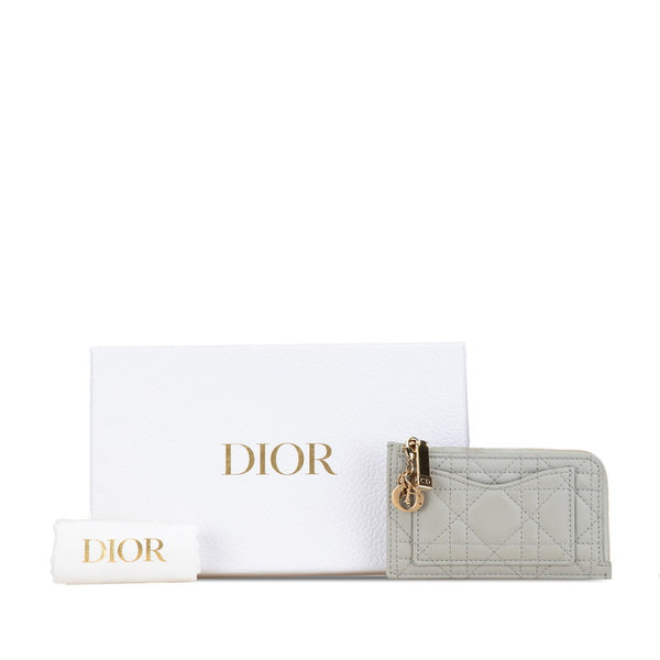 ディオール カナージュ コインケース フラグメントケース グレー レザー レディース Dior 【中古】