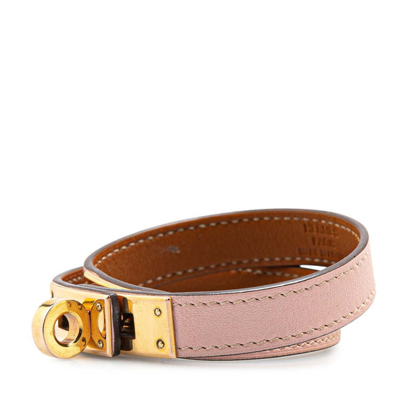エルメス ケリー ドゥブルトゥール ブレスレット ピンク ゴールド ヴォースイフト メッキ レディース HERMES 【中古】