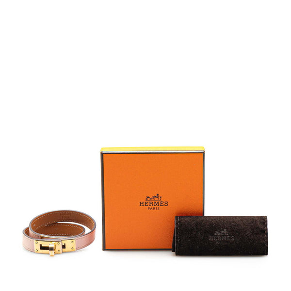 エルメス ケリー ドゥブルトゥール ブレスレット ピンク ゴールド ヴォースイフト メッキ レディース HERMES 【中古】
