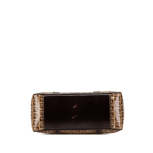 フェンディ ズッキーノ ハンドバッグ 16427 ブラウン エナメル キャンバス レディース FENDI 【中古】