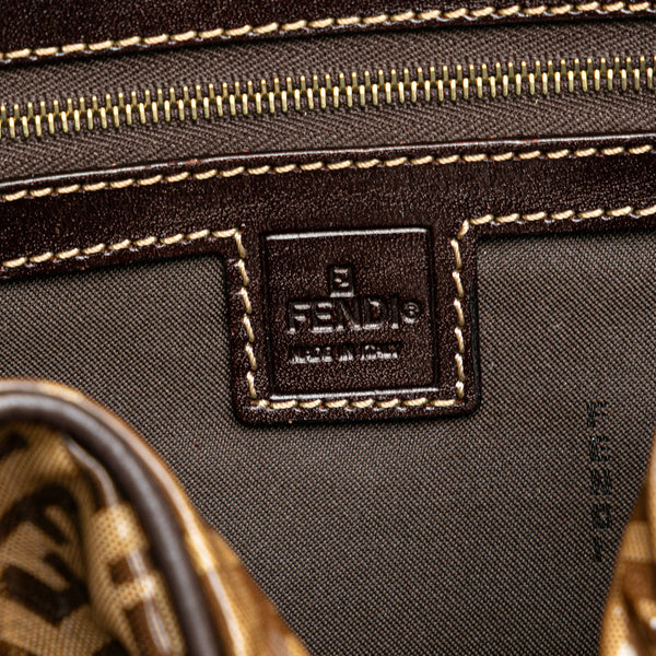 フェンディ ズッキーノ ハンドバッグ 16427 ブラウン エナメル キャンバス レディース FENDI 【中古】