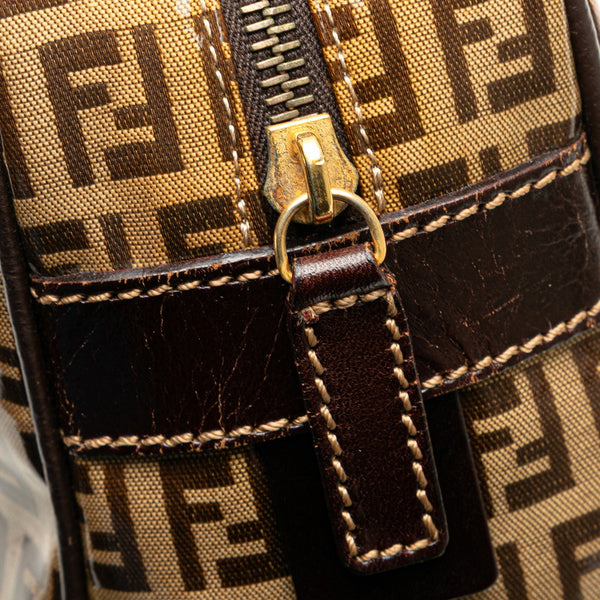 フェンディ ズッキーノ ハンドバッグ 16427 ブラウン エナメル キャンバス レディース FENDI 【中古】