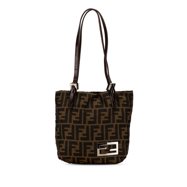 フェンディ ズッカ ミニ ハンドバッグ トートバッグ 2370 ブラウン キャンバス レザー レディース FENDI 【中古】