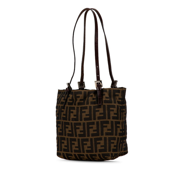 フェンディ ズッカ ミニ ハンドバッグ トートバッグ 2370 ブラウン キャンバス レザー レディース FENDI 【中古】