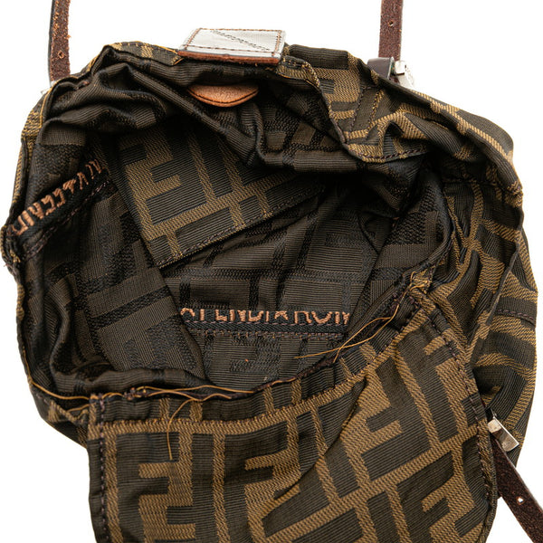 フェンディ ズッカ ミニ ハンドバッグ トートバッグ 2370 ブラウン キャンバス レザー レディース FENDI 【中古】