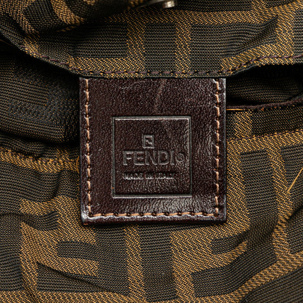フェンディ ズッカ ミニ ハンドバッグ トートバッグ 2370 ブラウン キャンバス レザー レディース FENDI 【中古】
