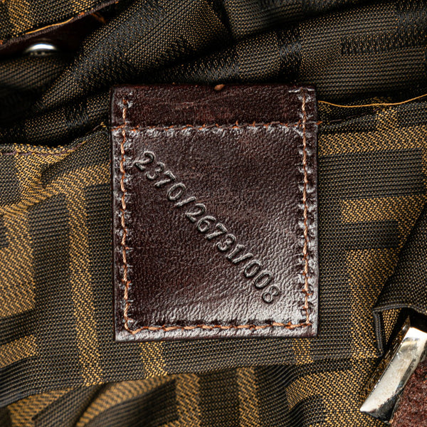 フェンディ ズッカ ミニ ハンドバッグ トートバッグ 2370 ブラウン キャンバス レザー レディース FENDI 【中古】