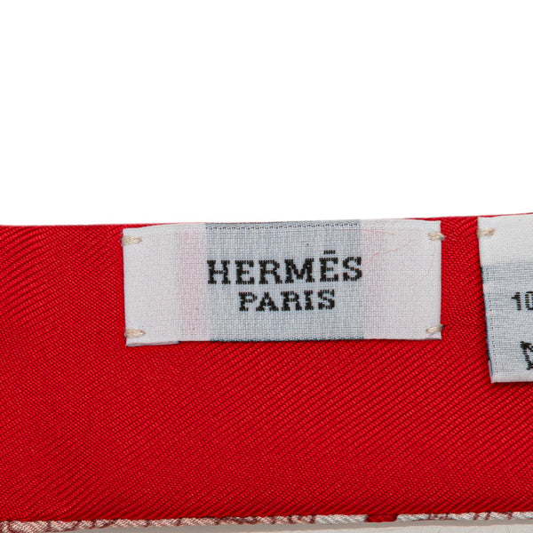 エルメス ツイリー ツイロン LE TOUR DU MONDE EN 63 Cases 63マスの世界旅行 スカーフ レッド マルチカラー シルク レディース HERMES 【中古】
