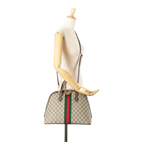 グッチ GGスプリーム オフィディア ハンドバッグ ショルダーバッグ 2WAY 524533 ベージュ ブラウン PVC レザー レディース GUCCI 【中古】