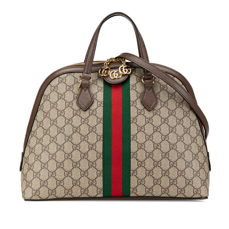 グッチ GGスプリーム オフィディア ハンドバッグ ショルダーバッグ 2WAY 524533 ベージュ ブラウン PVC レザー レディース GUCCI 【中古】