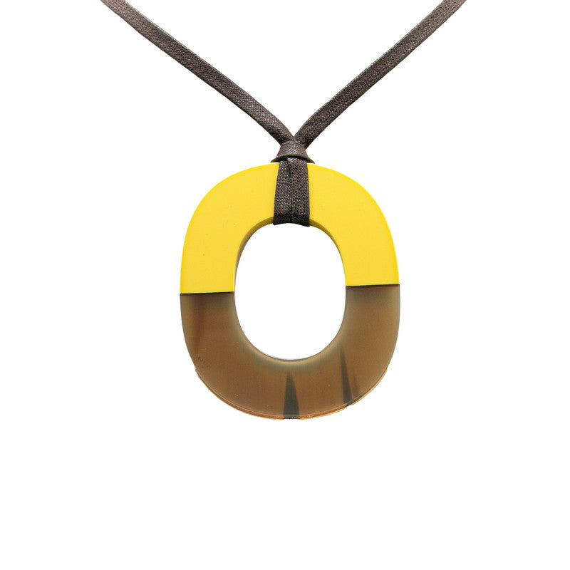 エルメス ラッカー ネックレス ブラウン イエロー バッファローホーン レディース HERMES 【中古】