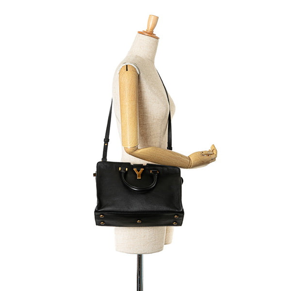 サンローラン Yライン カバス ハンドバッグ ショルダーバッグ 2WAY ブラック レザー レディース SAINT LAURENT 【中古】