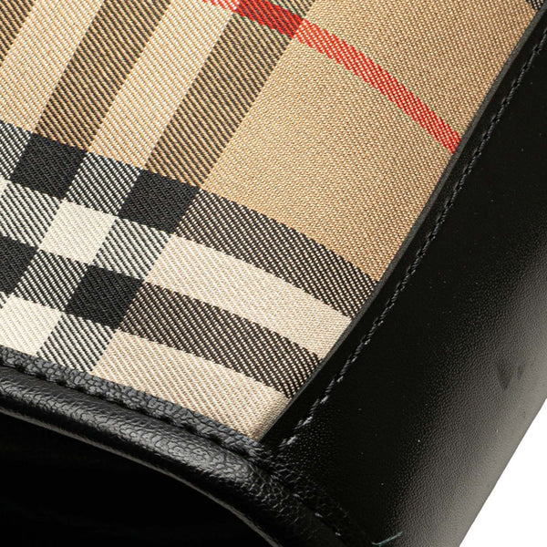 バーバリー ノバチェック シャドーホース ガーメントケース スーツケース ベージュ ブラック キャンバス レザー レディース BURBERRY 【中古】
