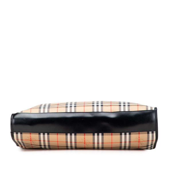 バーバリー ノバチェック シャドーホース ガーメントケース スーツケース ベージュ ブラック キャンバス レザー レディース BURBERRY 【中古】