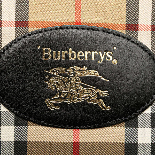 バーバリー ノバチェック シャドーホース ガーメントケース スーツケース ベージュ ブラック キャンバス レザー レディース BURBERRY 【中古】