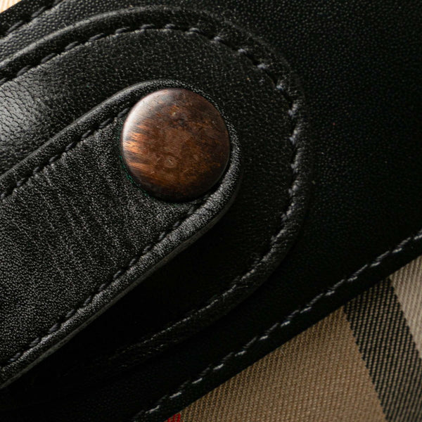 バーバリー ノバチェック シャドーホース ガーメントケース スーツケース ベージュ ブラック キャンバス レザー レディース BURBERRY 【中古】