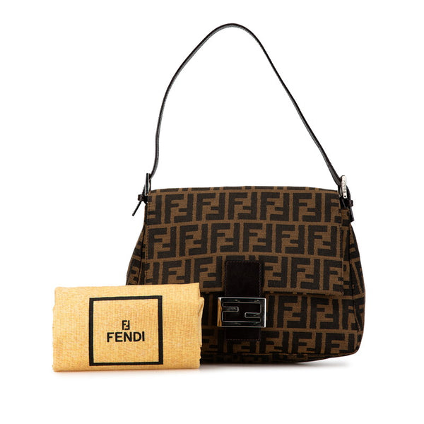 フェンディ ズッカ マンマバケット ハンドバッグ ワンショルダーバッグ 26325 ブラウン キャンバス レザー レディース FENDI 【中古】