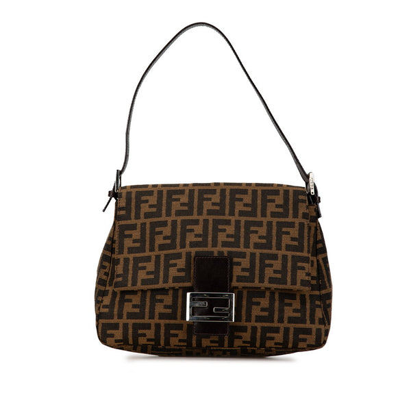 フェンディ ズッカ マンマバケット ハンドバッグ ワンショルダーバッグ 26325 ブラウン キャンバス レザー レディース FENDI 【中古】