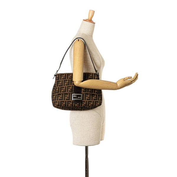 フェンディ ズッカ マンマバケット ハンドバッグ ワンショルダーバッグ 26325 ブラウン キャンバス レザー レディース FENDI 【中古】