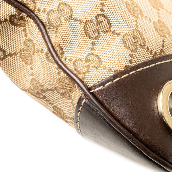 グッチ GGキャンバス ラブリーハート ショルダーバッグ 257072 ベージュ ブラウン キャンバス レザー レディース GUCCI 【中古】