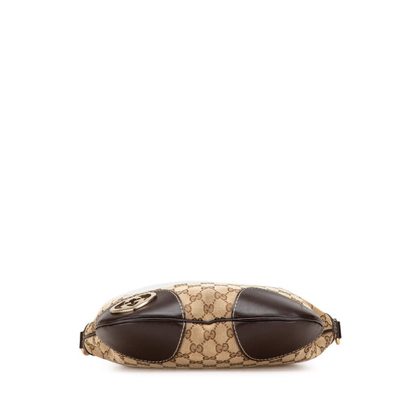 グッチ GGキャンバス ラブリーハート ショルダーバッグ 257072 ベージュ ブラウン キャンバス レザー レディース GUCCI 【中古】